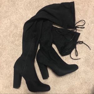 Fashion Nova black thigh high boots in US 6.5